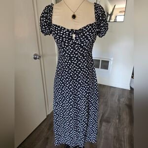 Trixxi Black and White Floral Midi Dress Size Small